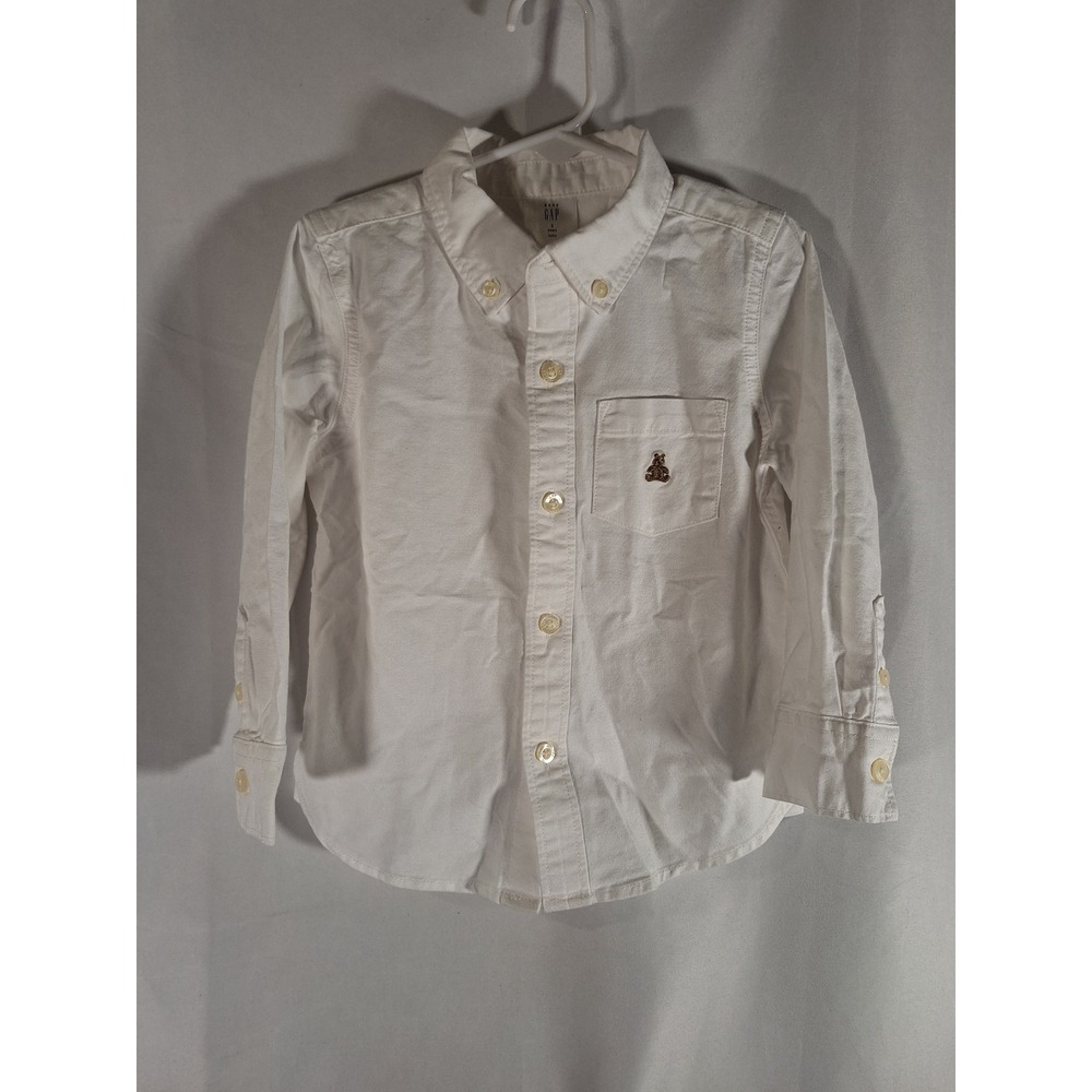 Baby Gap Boys White Oxford Button Down Shirt Long Sleeve Brannan Bear Size‎ 3T